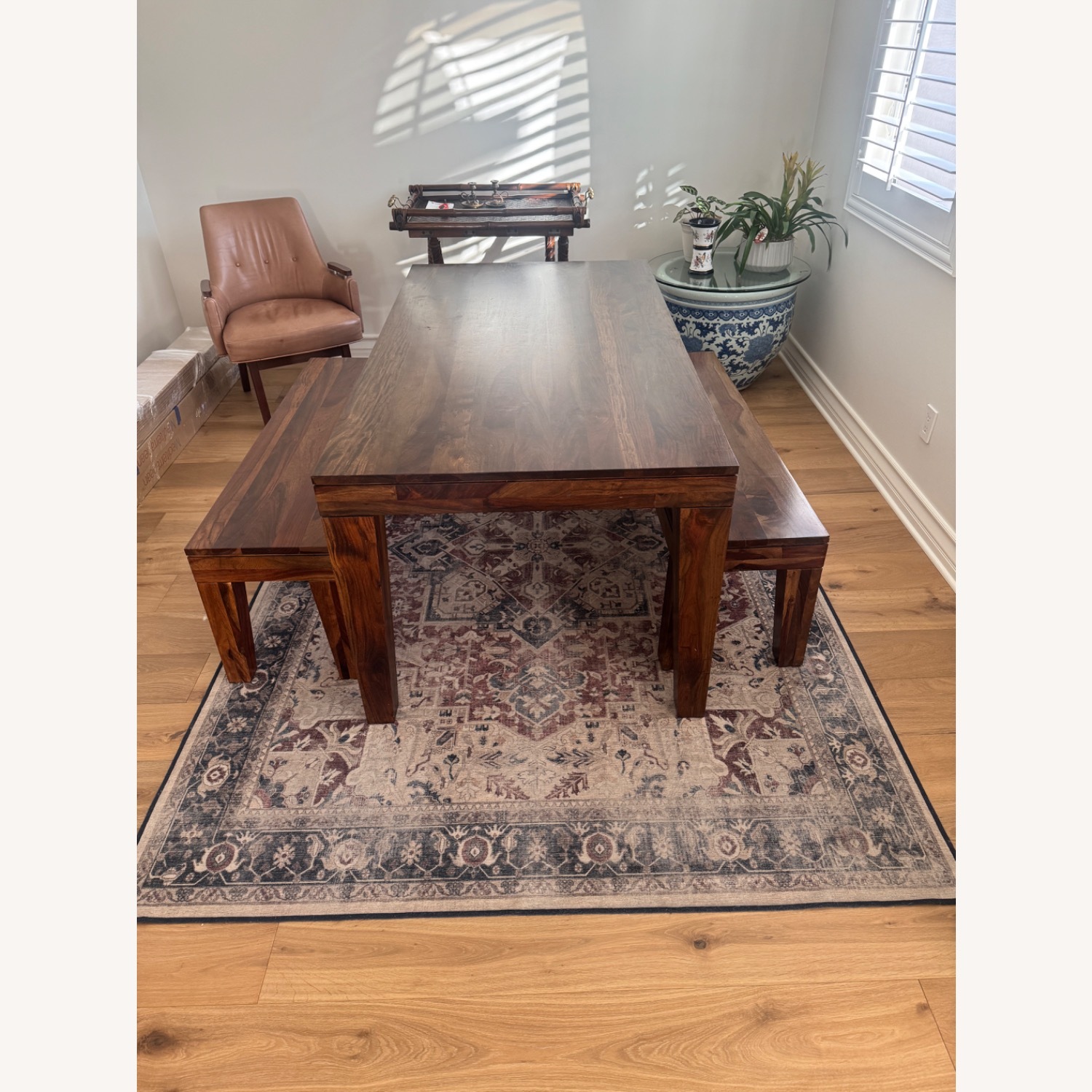 West Elm Carroll Farm Dining Table W 2 Benches - image-4