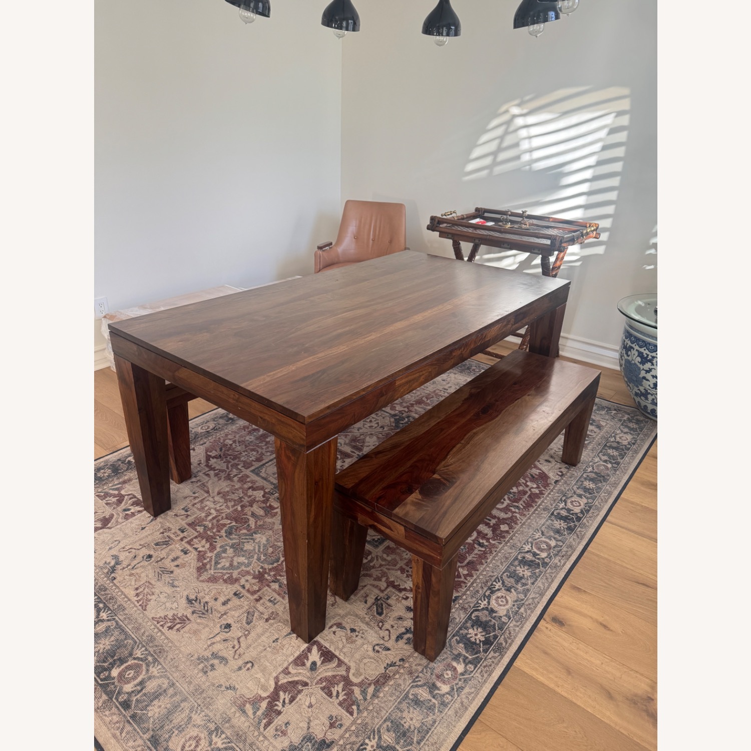 West Elm Carroll Farm Dining Table W 2 Benches - image-3