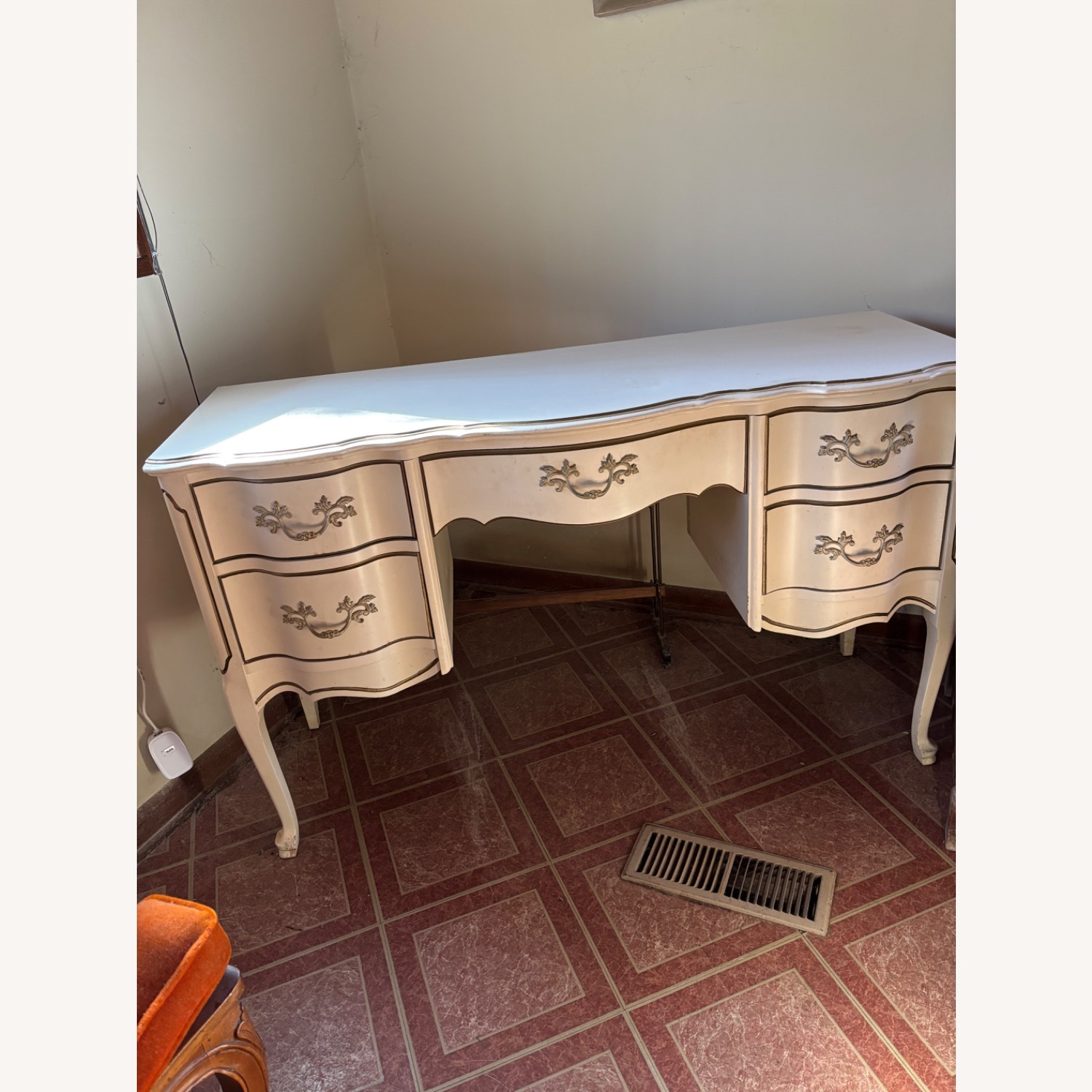 Vintage/Antique French Provincial White Desk - image-1