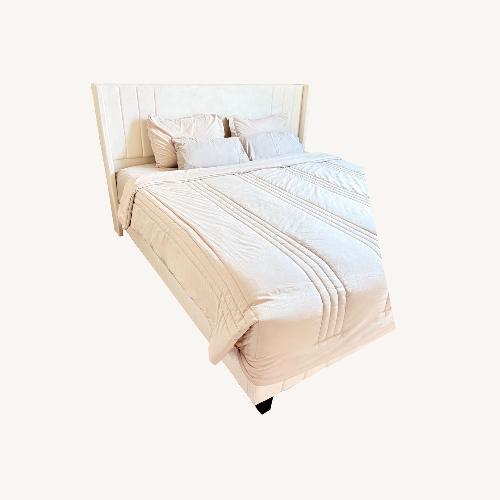 Used King Size Bed Frame, Velvet Upholstered for sale on AptDeco