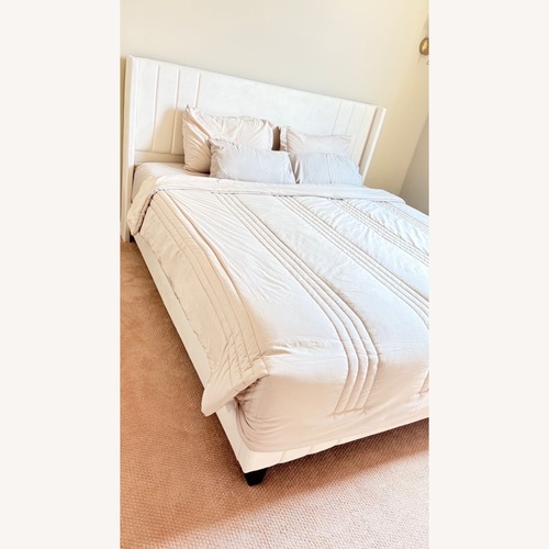 Used King Size Bed Frame, Velvet Upholstered for sale on AptDeco