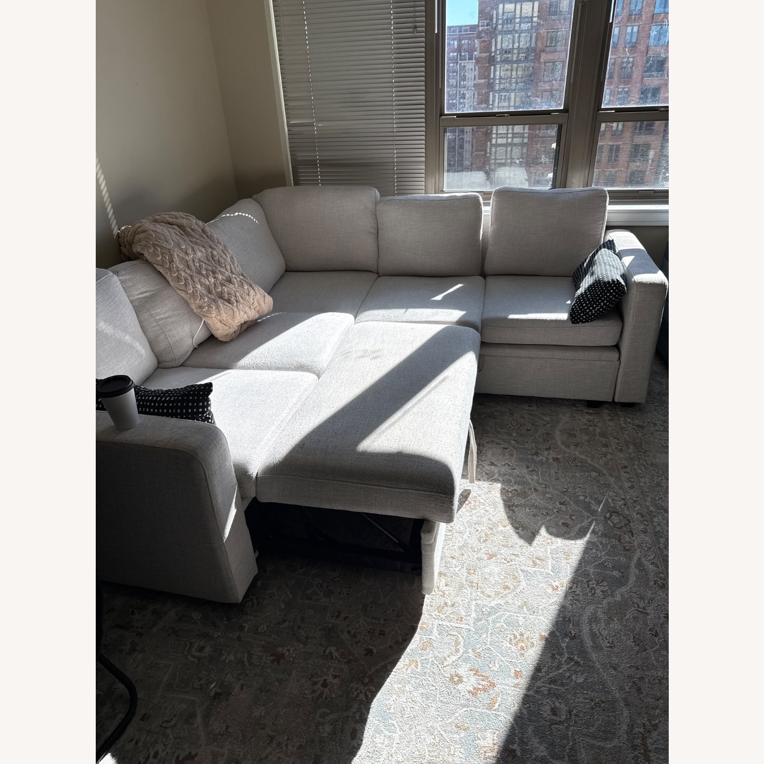 Natural Fabric Sleeper Sofa - image-2