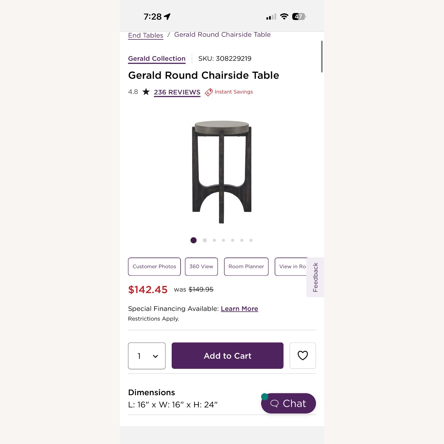 Raymour & Flanigan Gerald Round Chairside Table - image-4