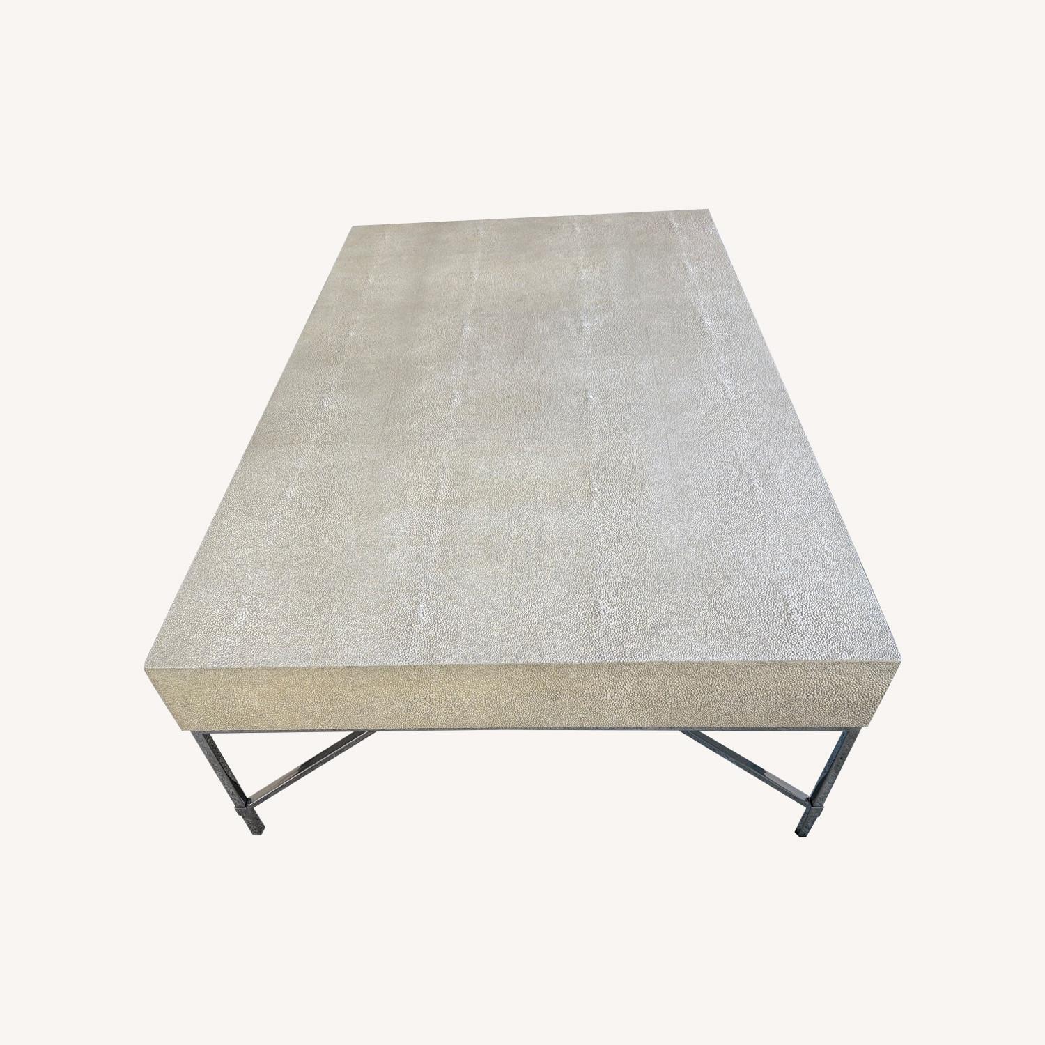 Williams Sonoma Natural Faux Leather Coffee Table - image-0