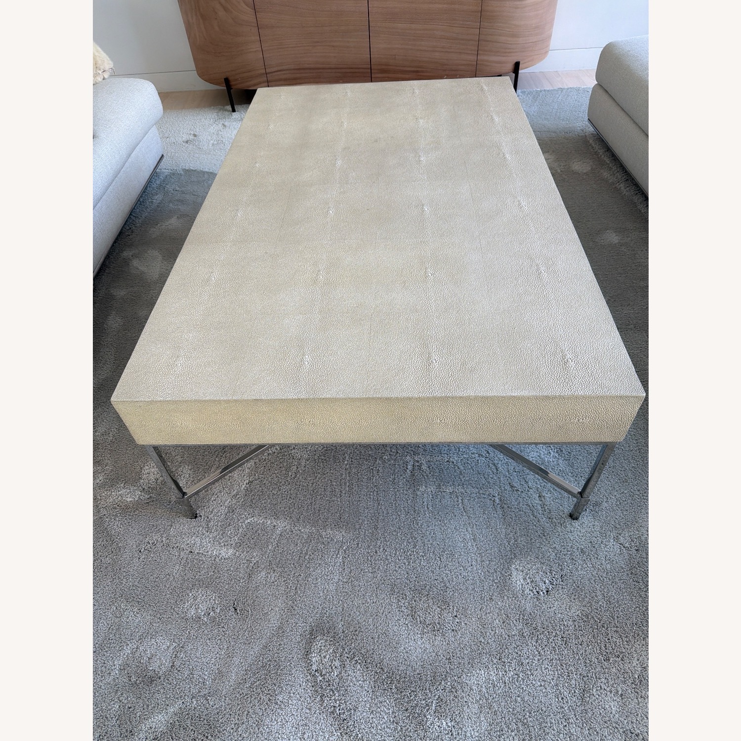 Williams Sonoma Natural Faux Leather Coffee Table - image-6