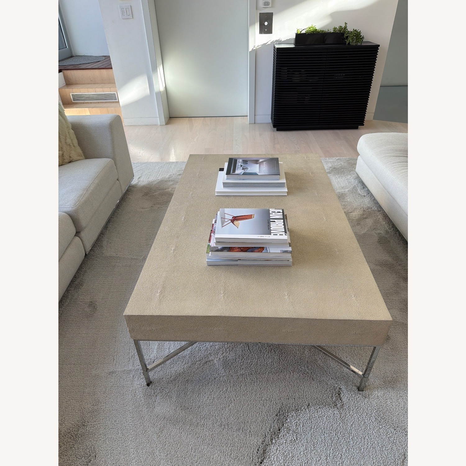 Williams Sonoma Natural Faux Leather Coffee Table - image-2