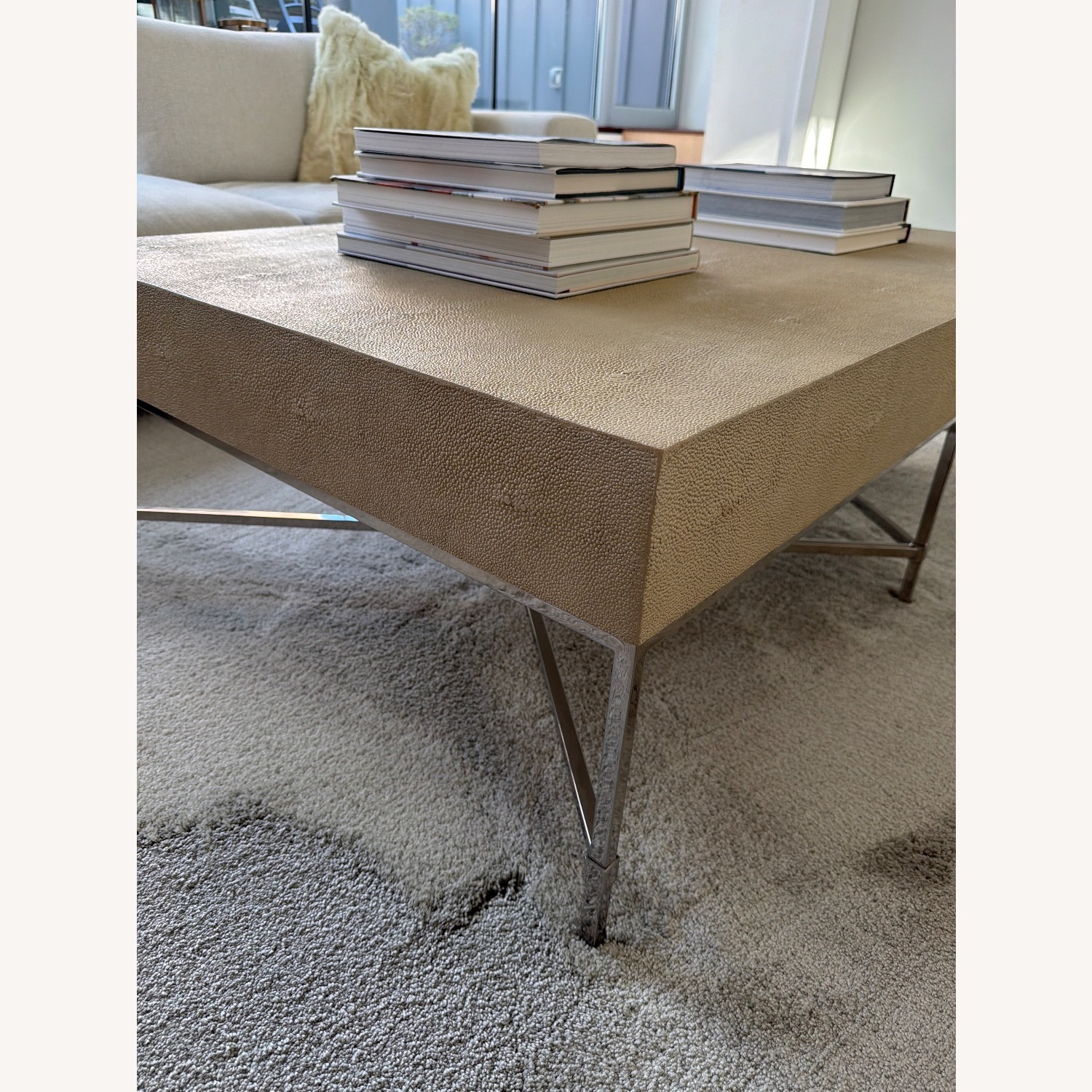 Williams Sonoma Natural Faux Leather Coffee Table - image-3