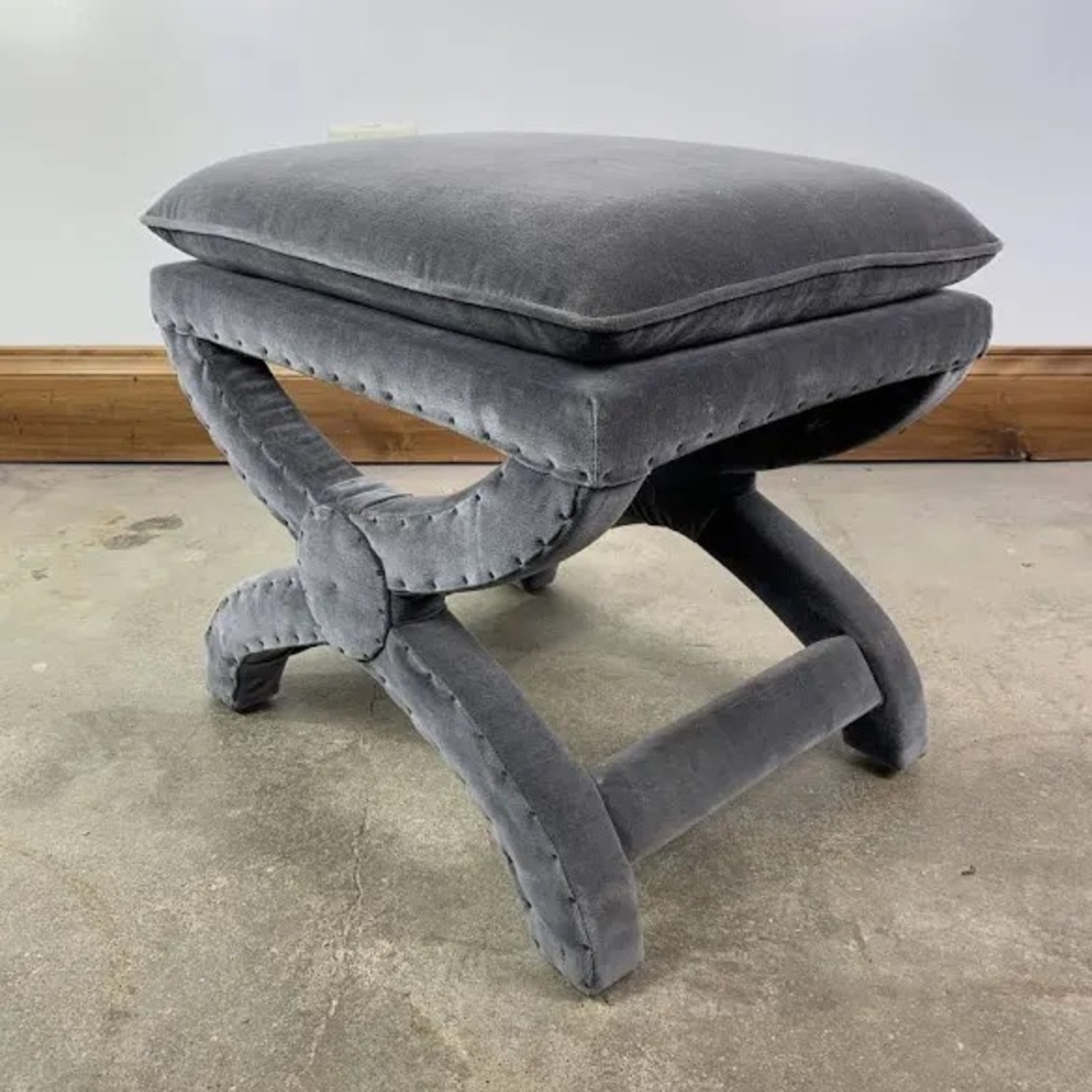 Restoration Hardware Toscane Velvet Stool - image-1