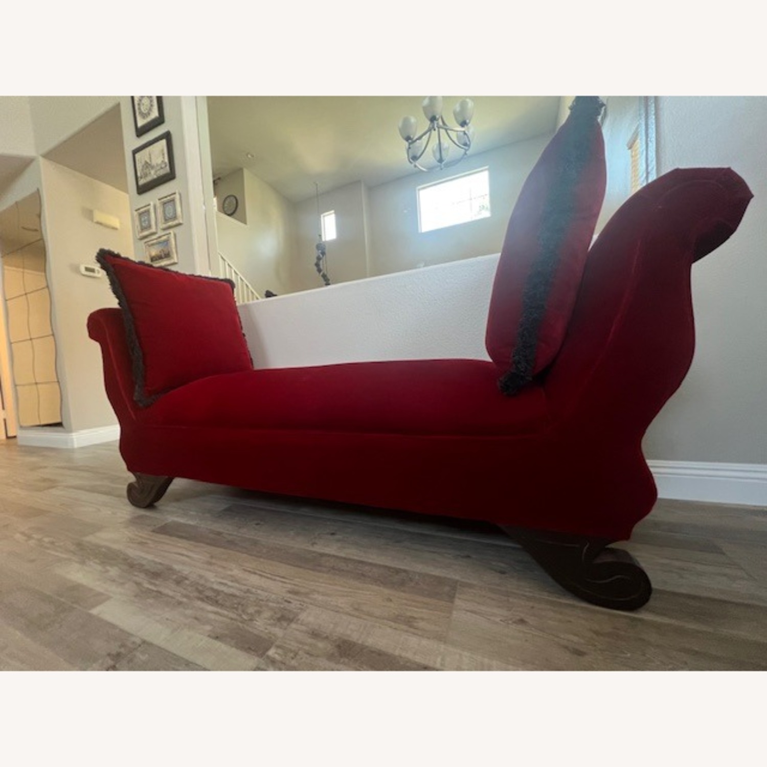 Vintage/Antique Finds Red Velvet Chaise Lounge - image-2