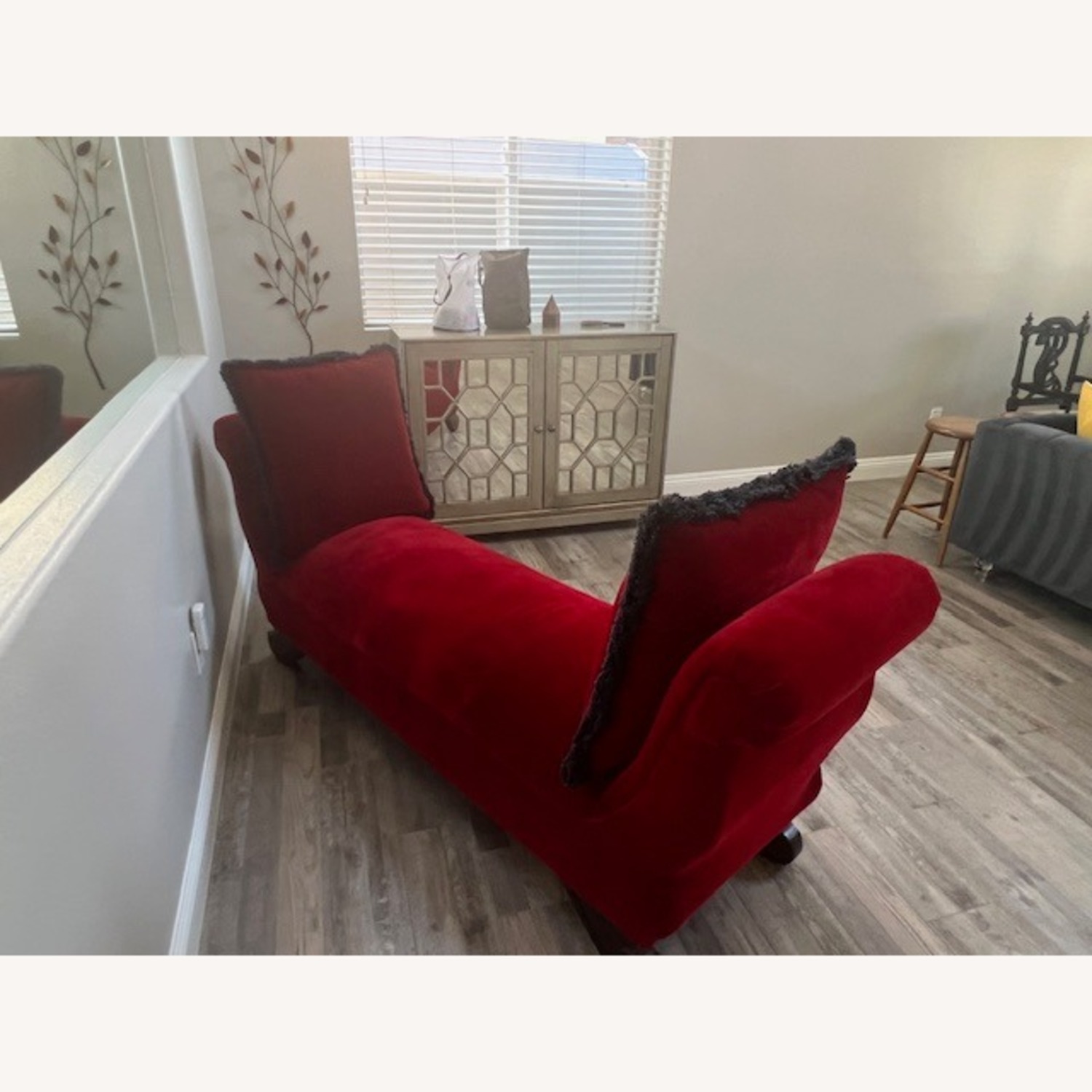 Vintage/Antique Finds Red Velvet Chaise Lounge - image-3