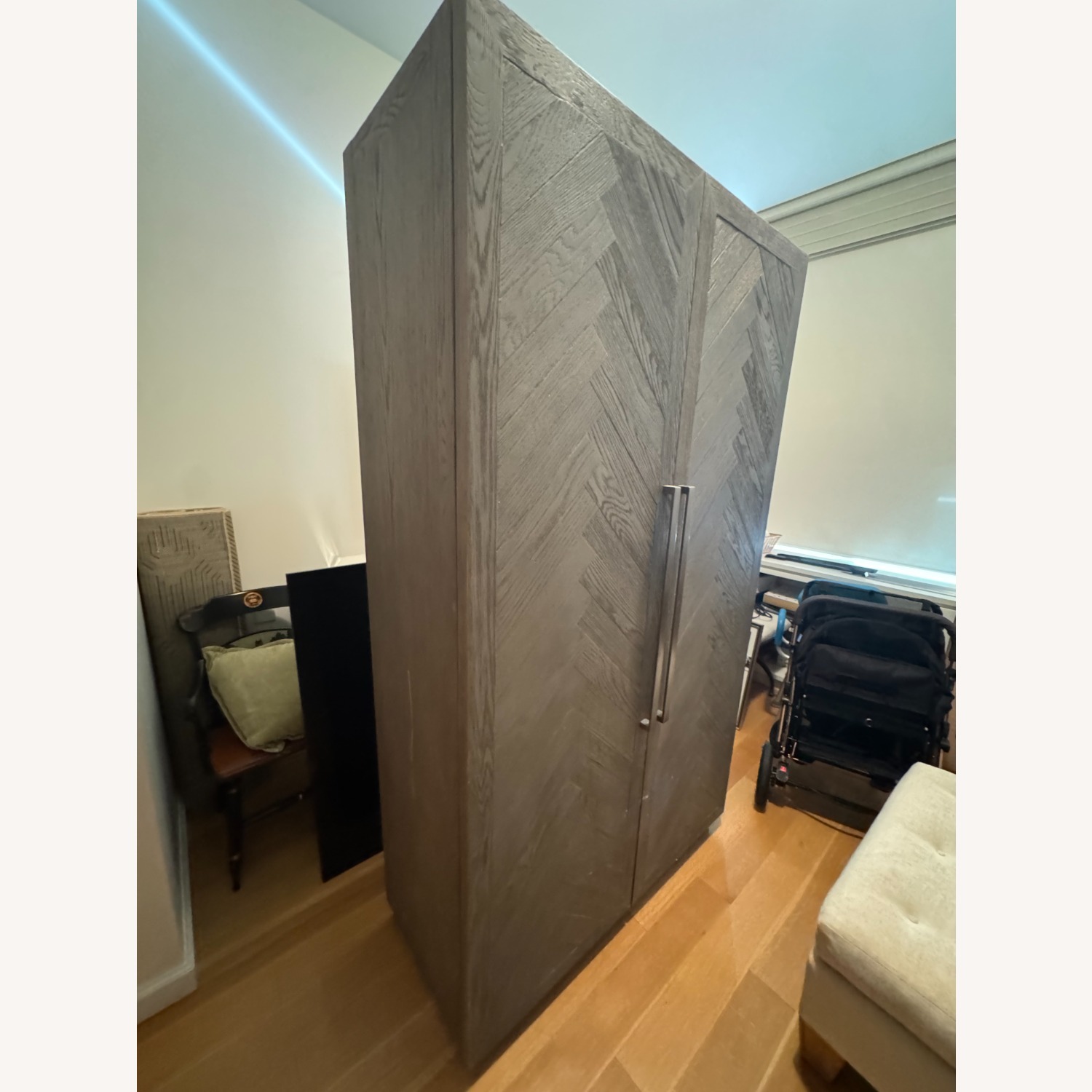 Restoration Hardware Herringbone Dark Gray Wood Armoire - image-2