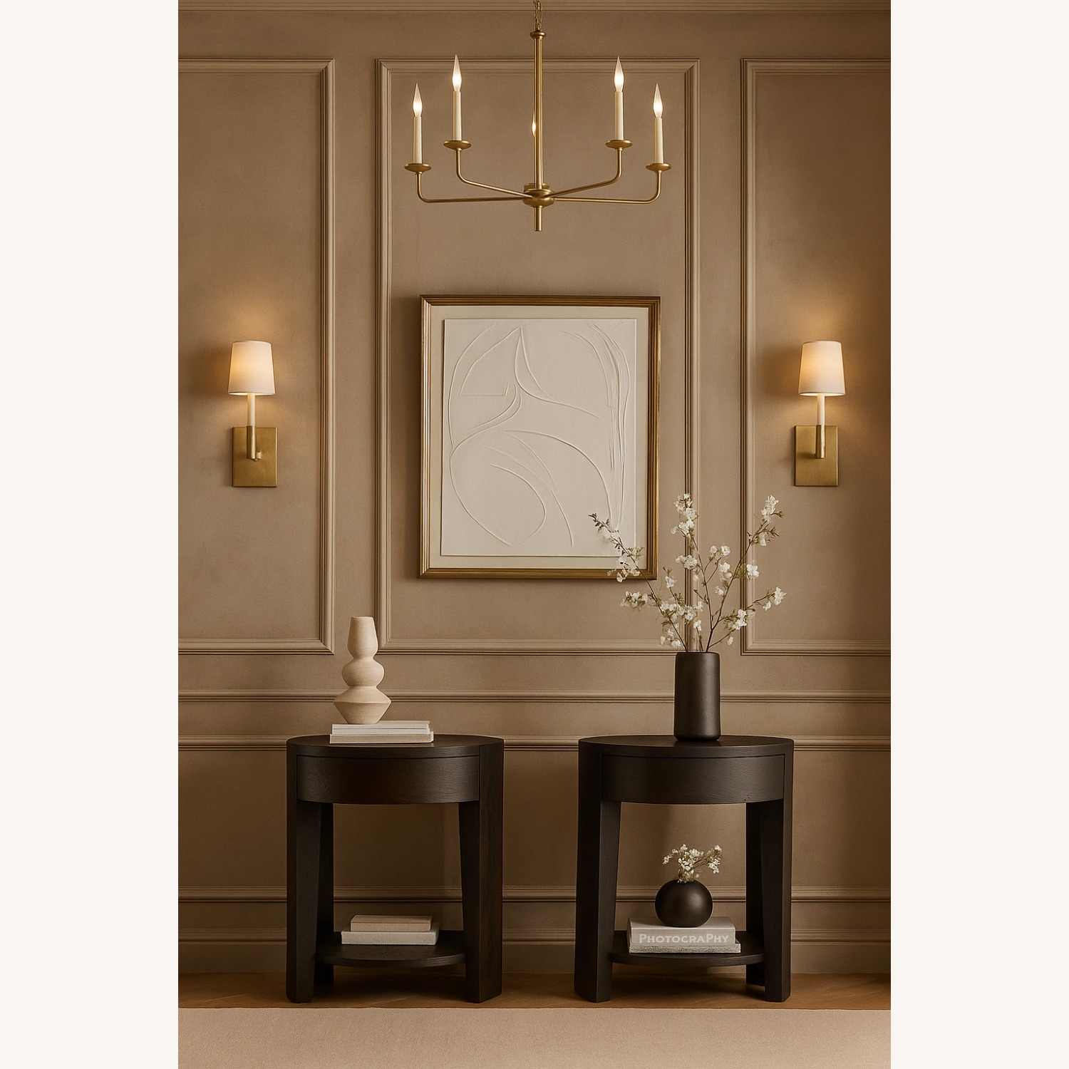 RH Wyeth Oak Round Bedside Tables – Set  - image-0