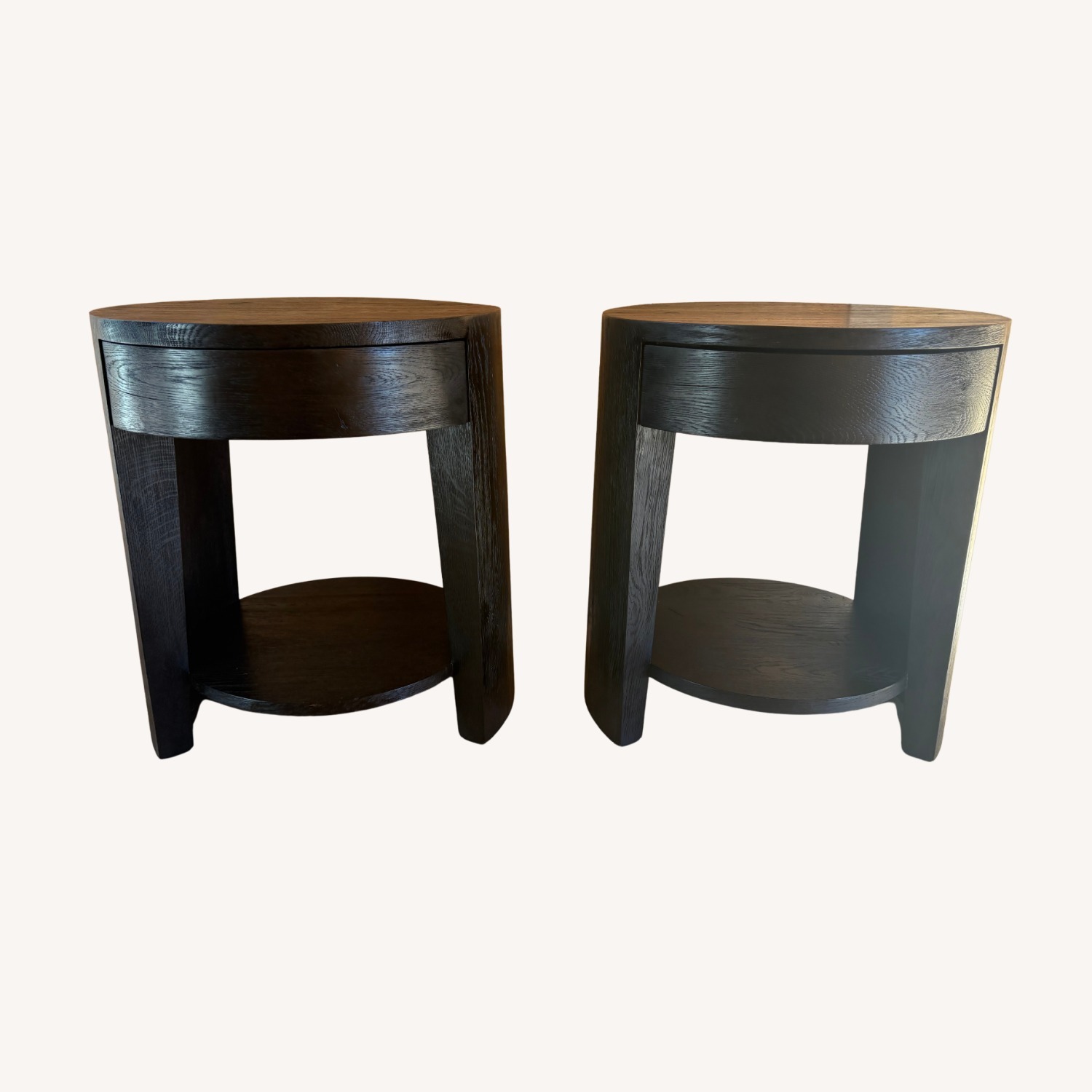 RH Wyeth Oak Round Bedside Tables – Set  - image-10