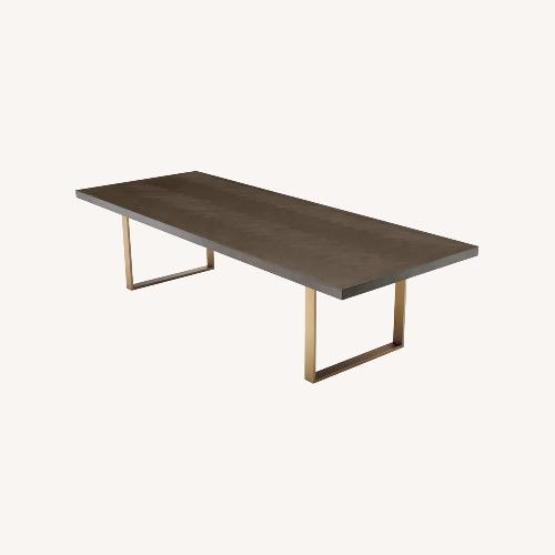 Used Herringbone Oak & Brass Dining Table for sale on AptDeco