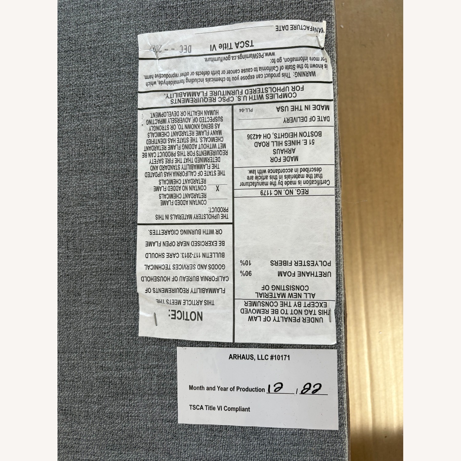 Arhaus Upholstered King Bed – Grey Weave - image-9