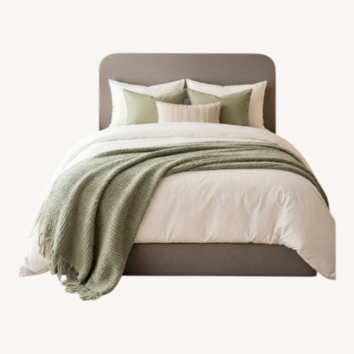 Used Arhaus Upholstered King Bed – Grey Weave for sale on AptDeco