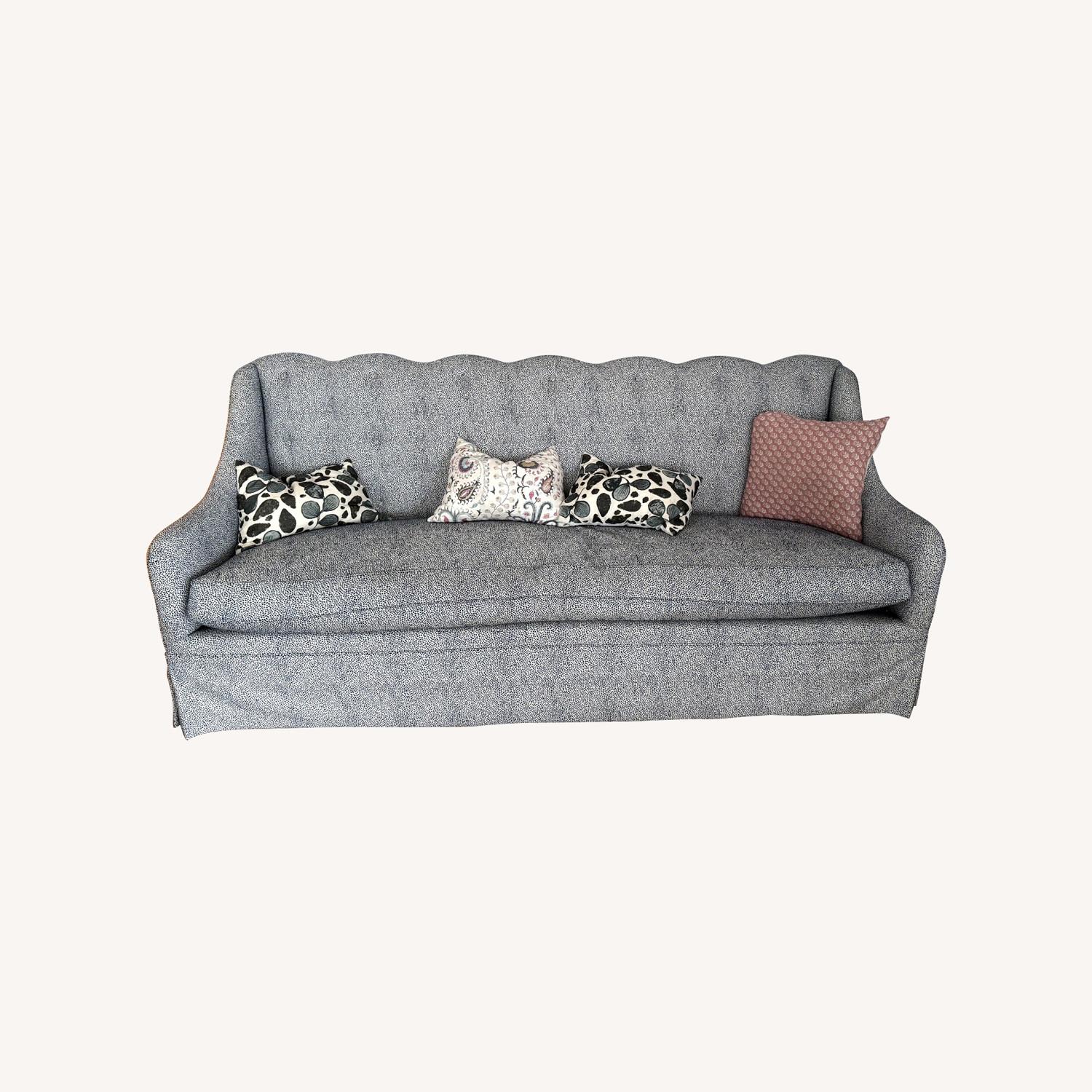 Custom Black & White Scalloped Banquette - image-0