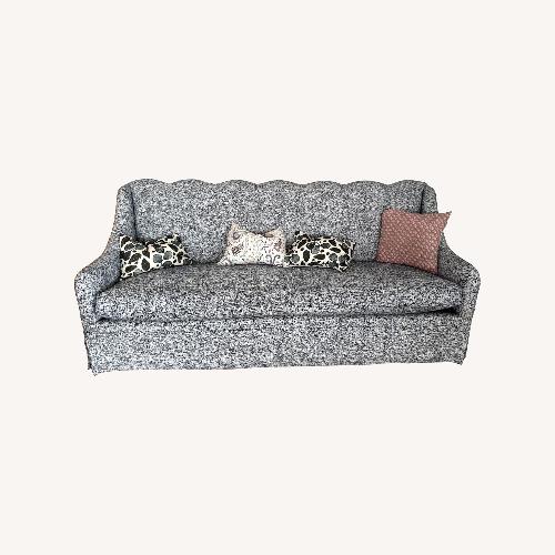 Used Custom Black & White Scalloped Banquette for sale on AptDeco