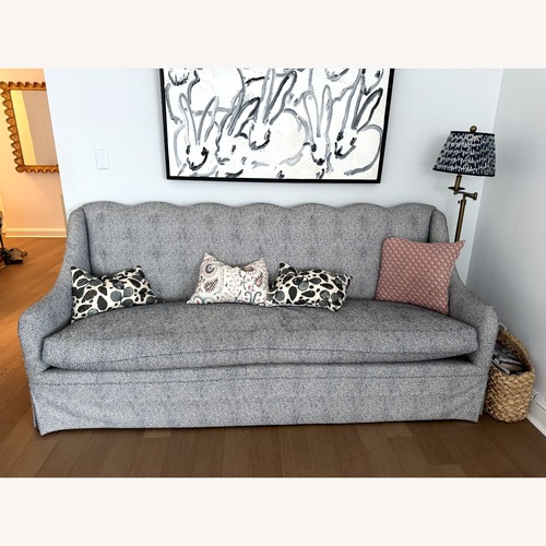 Used Custom Black & White Scalloped Banquette for sale on AptDeco