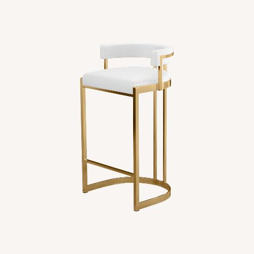 Used Gray Velvet Stool with Gold Frame for sale on AptDeco