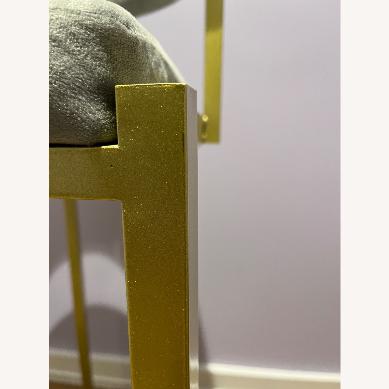 Gray Velvet Stool with Gold Frame - image-4