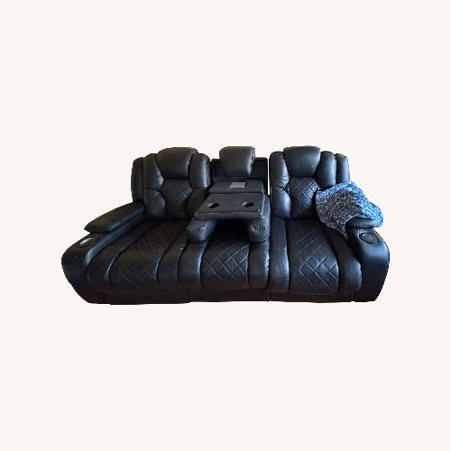 Used Bob’s Furniture Leather Reclining Sofa for sale on AptDeco