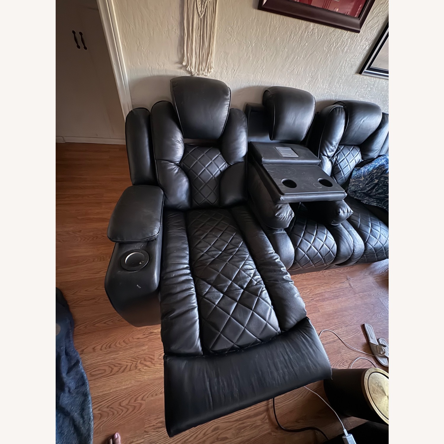 Bob’s Furniture Leather Reclining Sofa - image-11