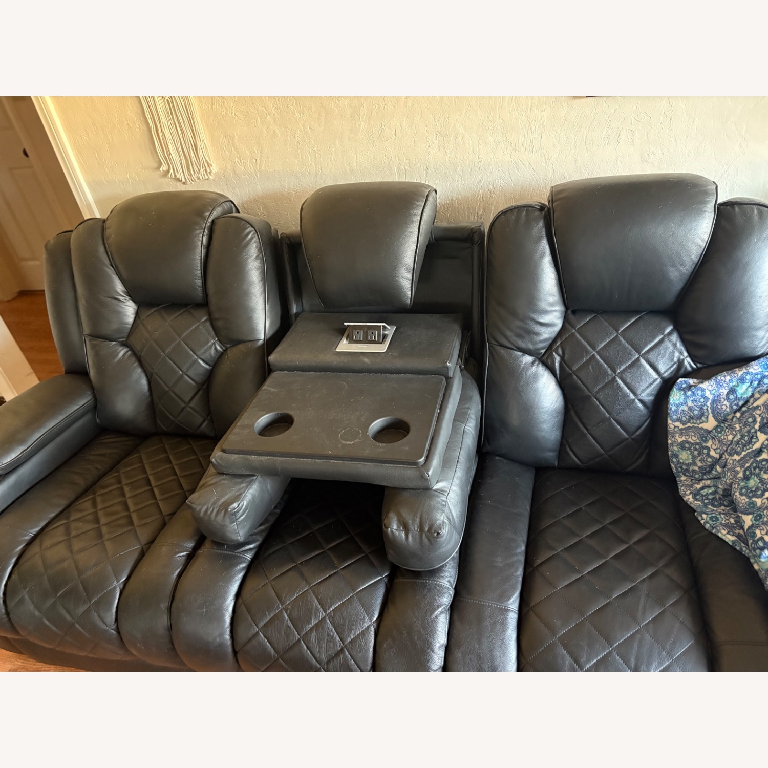 Bob’s Furniture Leather Reclining Sofa - image-8