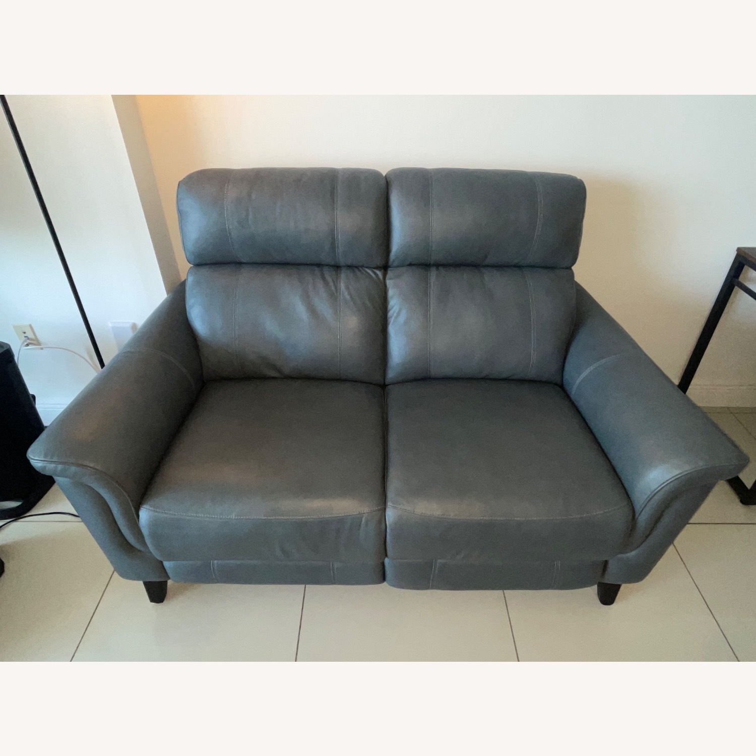 Cindy Crawford Home Blue Leather Loveseat - image-1