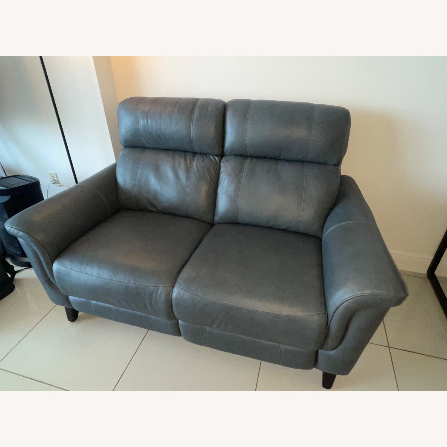 Cindy Crawford Home Blue Leather Loveseat - image-3