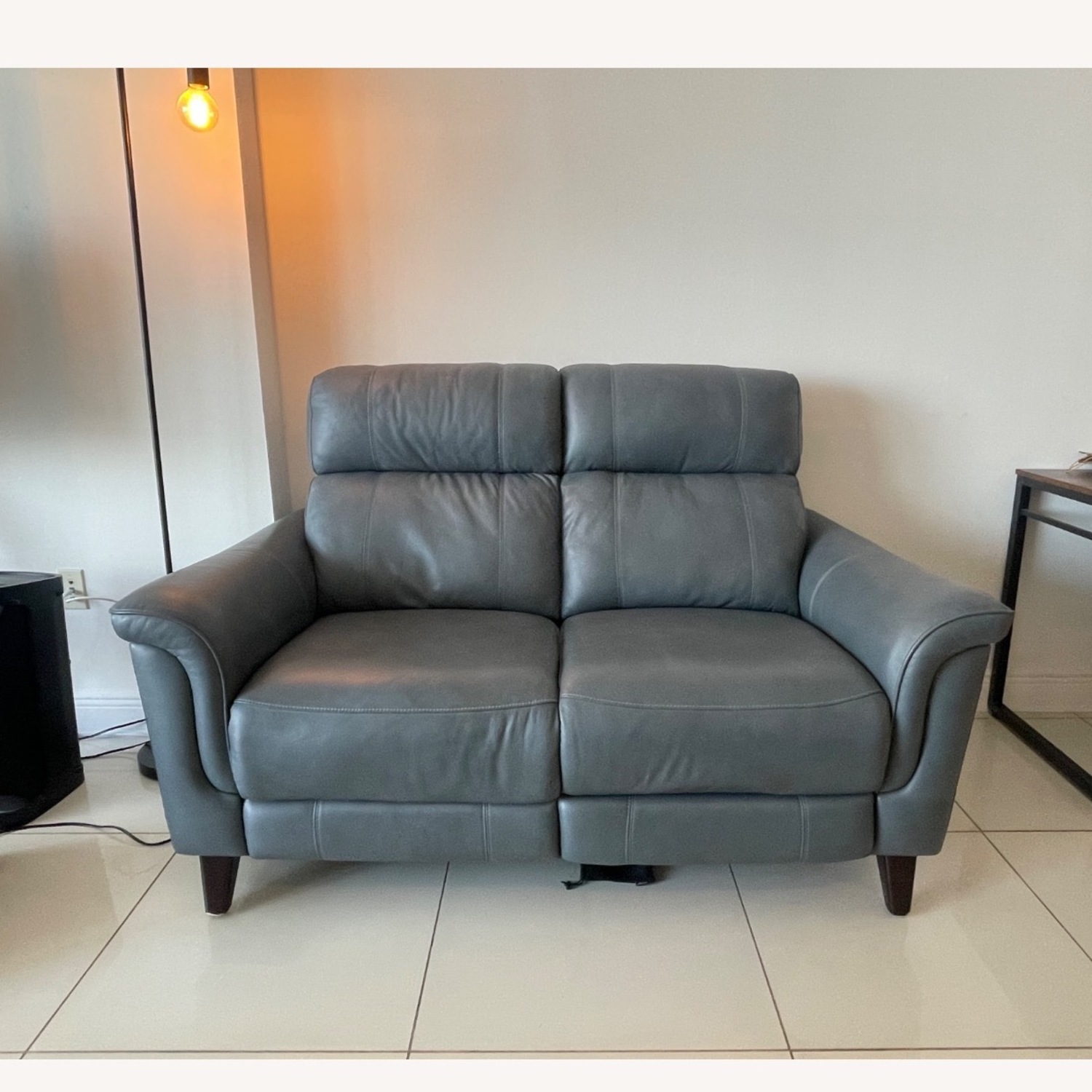 Cindy Crawford Home Blue Leather Loveseat - image-6