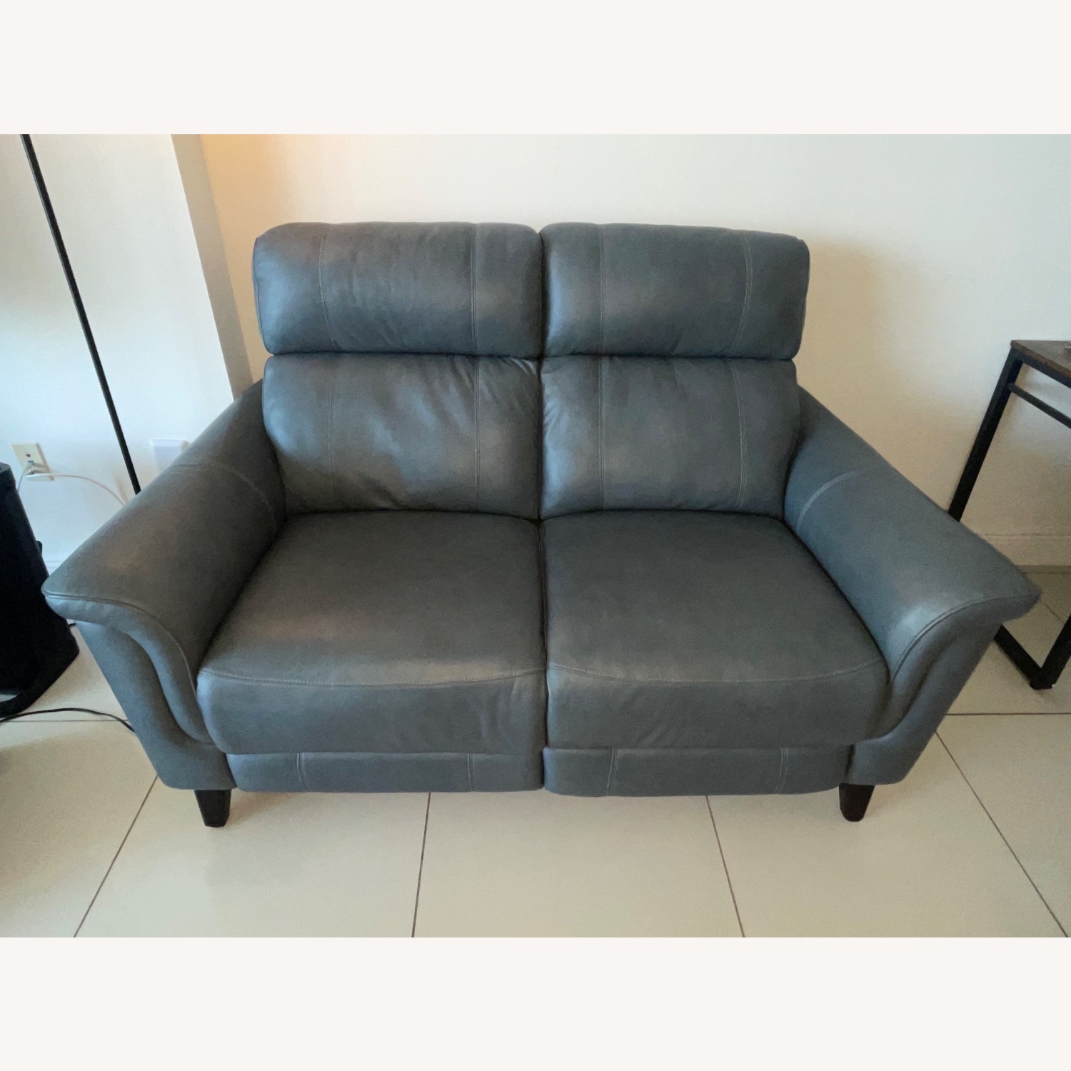 Cindy Crawford Home Blue Leather Loveseat - image-4