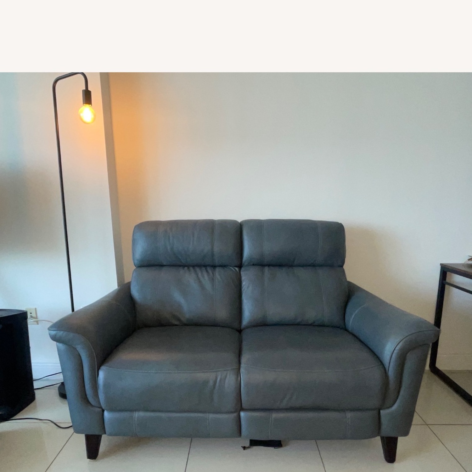 Cindy Crawford Home Blue Leather Loveseat - image-5