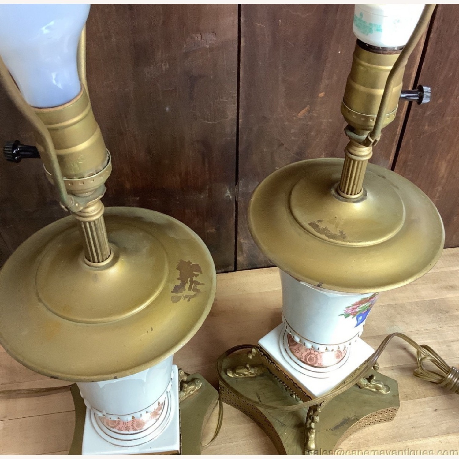 Pair Vintage Porcelain Lamps - image-8