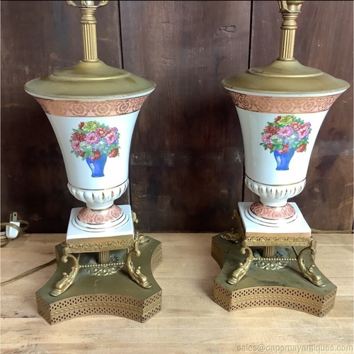 Used Pair Vintage Porcelain Lamps for sale on AptDeco