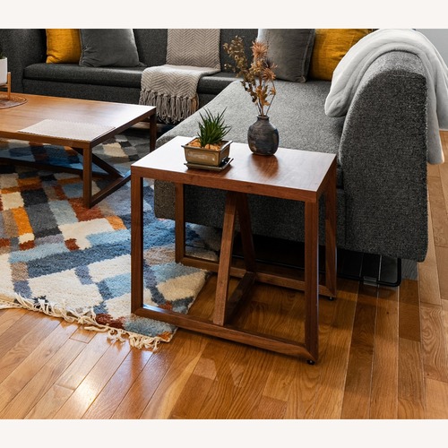 Used Blu Dot Strut Dark Brown Wood Side Table for sale on AptDeco