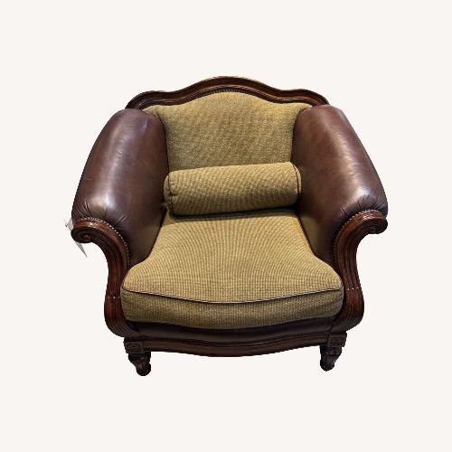 Used Sorrento Leather & Wood Framed w/ Pillows Chair for sale on AptDeco