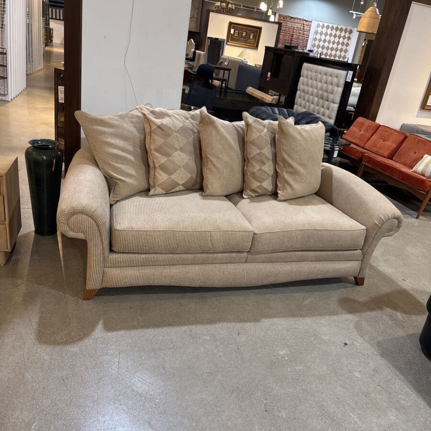 Transitional Fabric Roll Arm Sofa - image-4