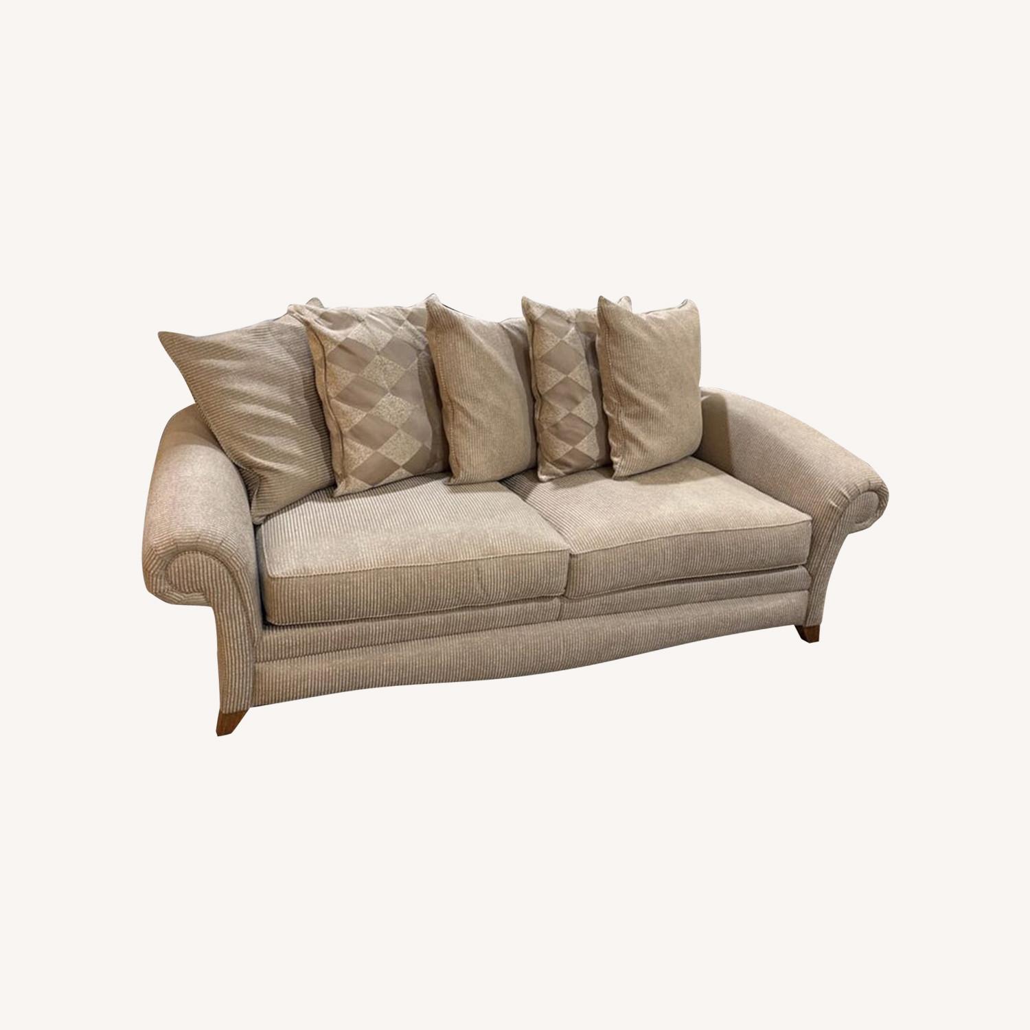 Transitional Fabric Roll Arm Sofa - image-0