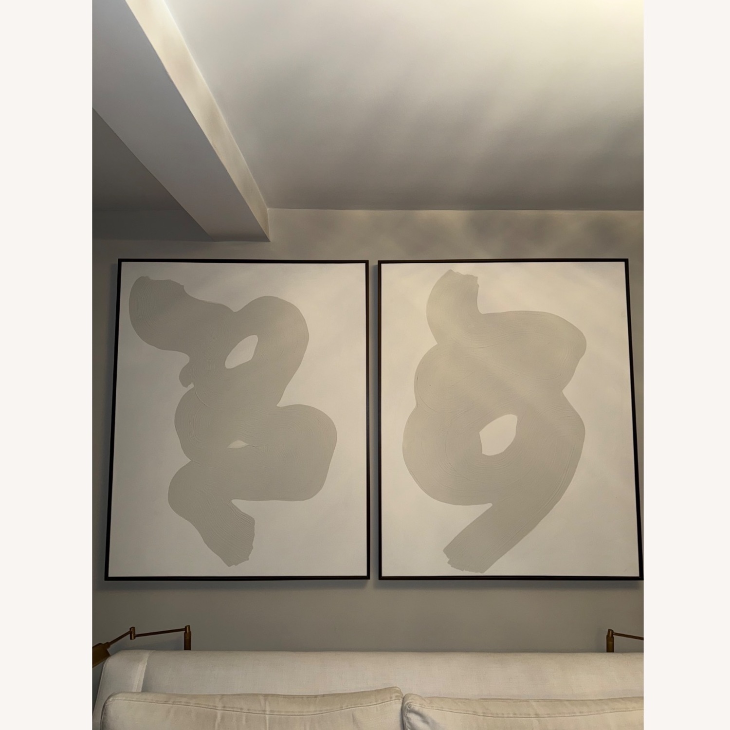 Williams Sonoma Neutral Swirl Wall Art Series of 2 - image-1