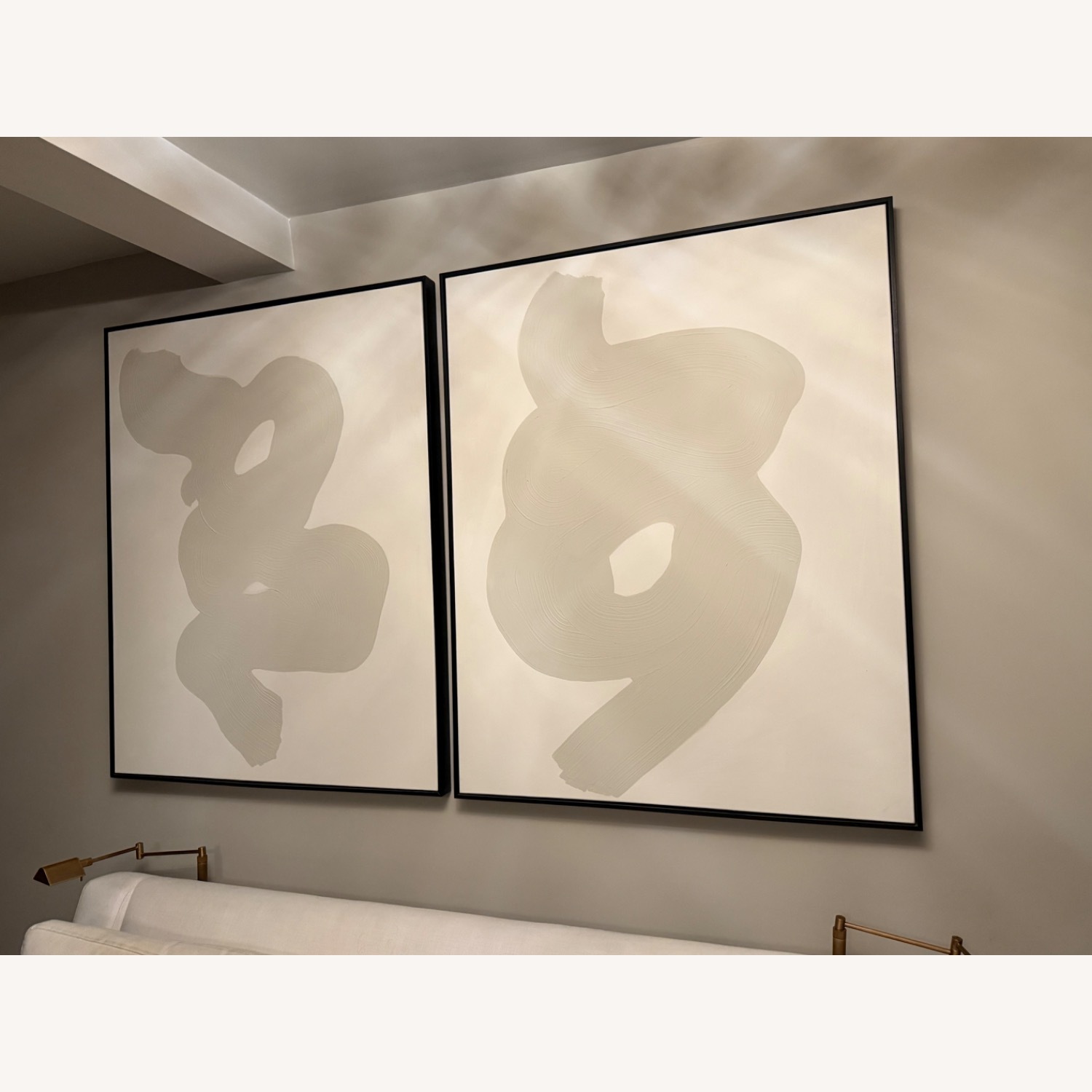 Williams Sonoma Neutral Swirl Wall Art Series of 2 - image-5