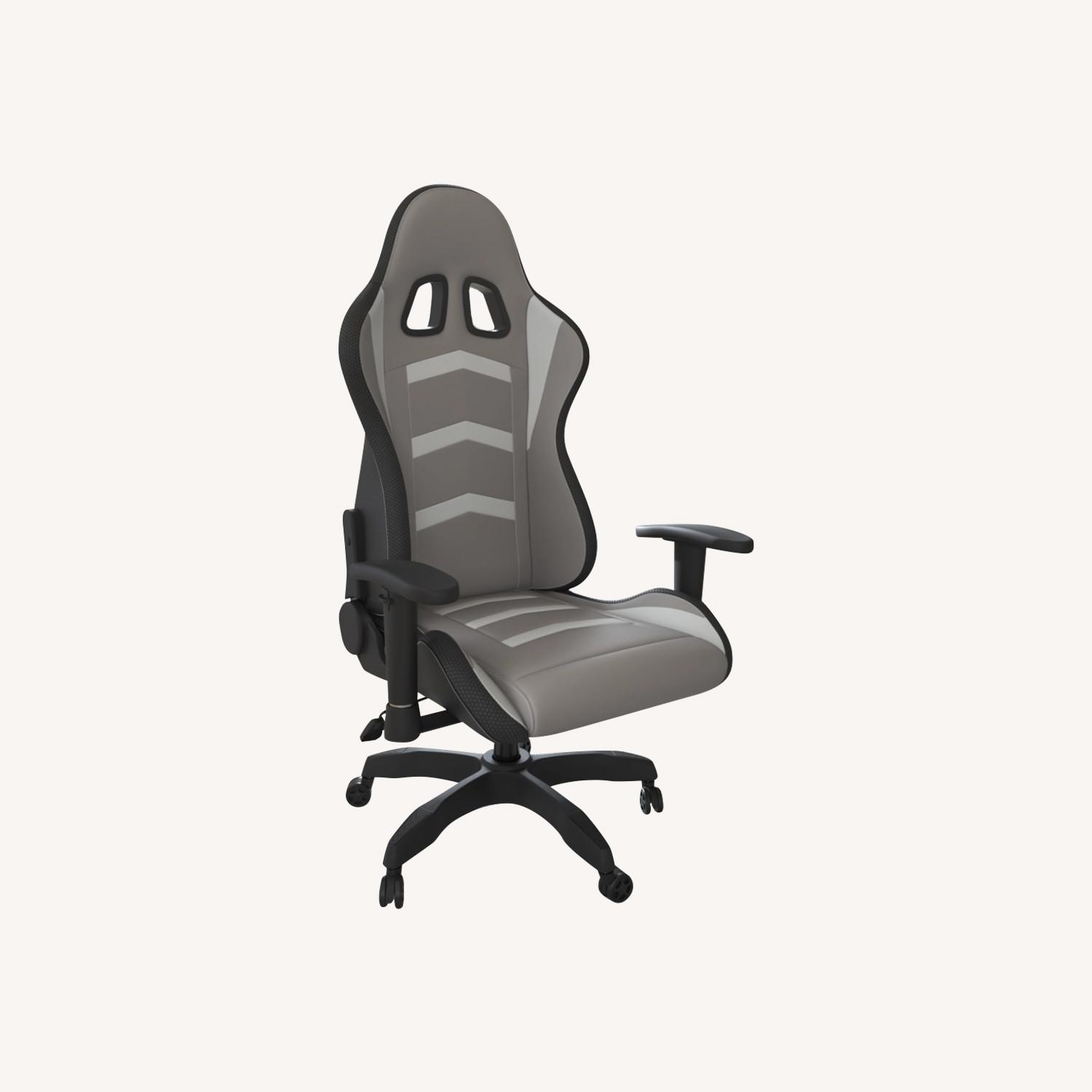Gaming Chair Light Gray Leather Office Chair - image-0