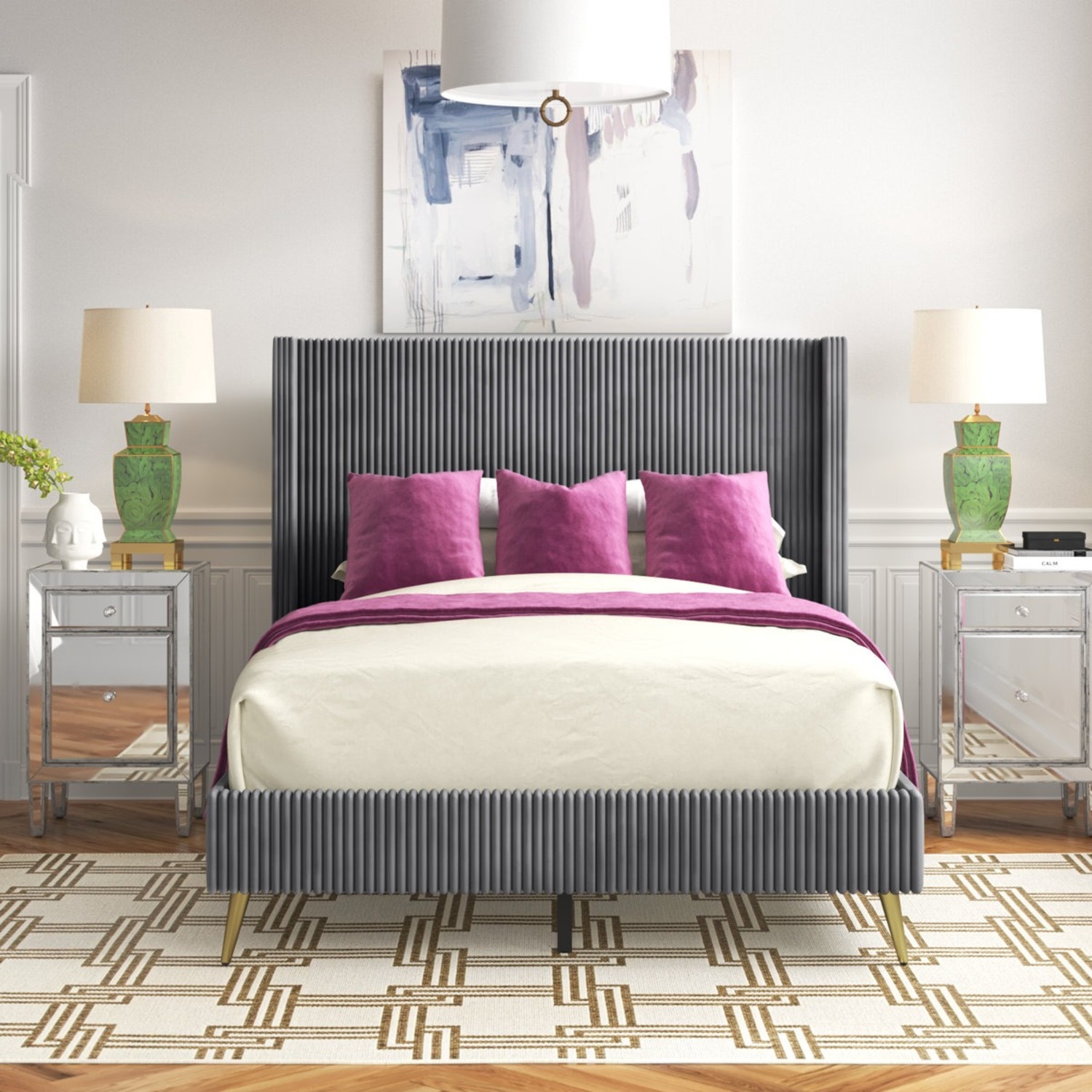 Andretta Upholstered Wingback Bed - image-4