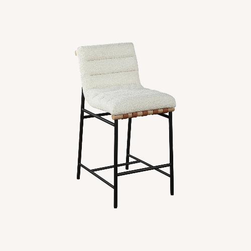 Used Pair of White Boucle Counter Stools with Backs for sale on AptDeco