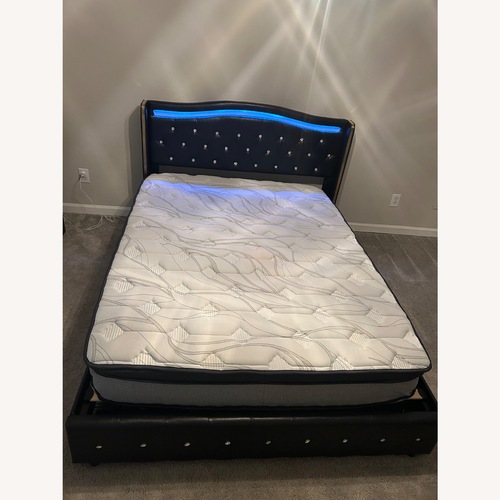 Used Wayfair Black Leather Queen Bed for sale on AptDeco