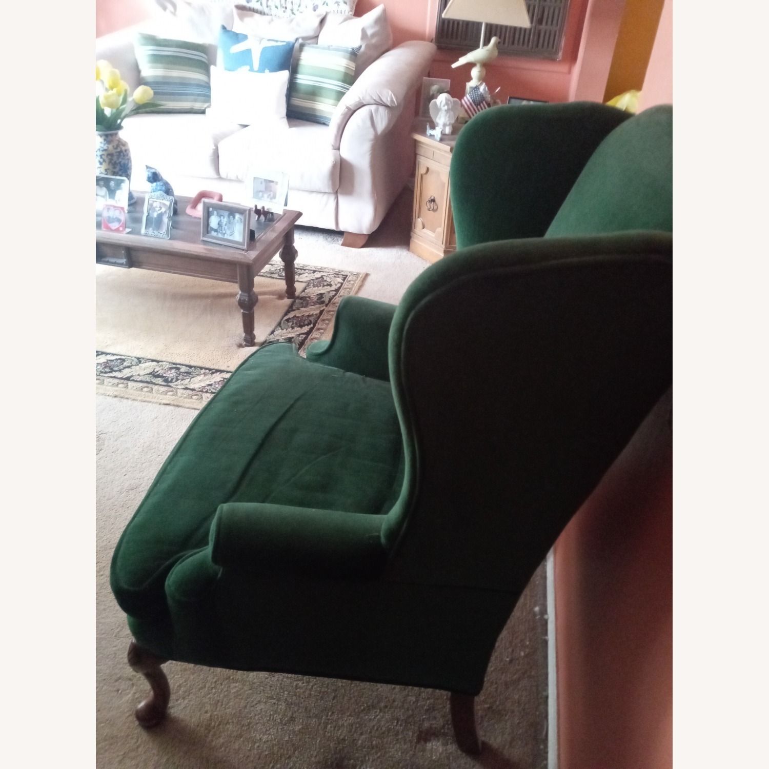 Green Velvet Accent Chair - image-2