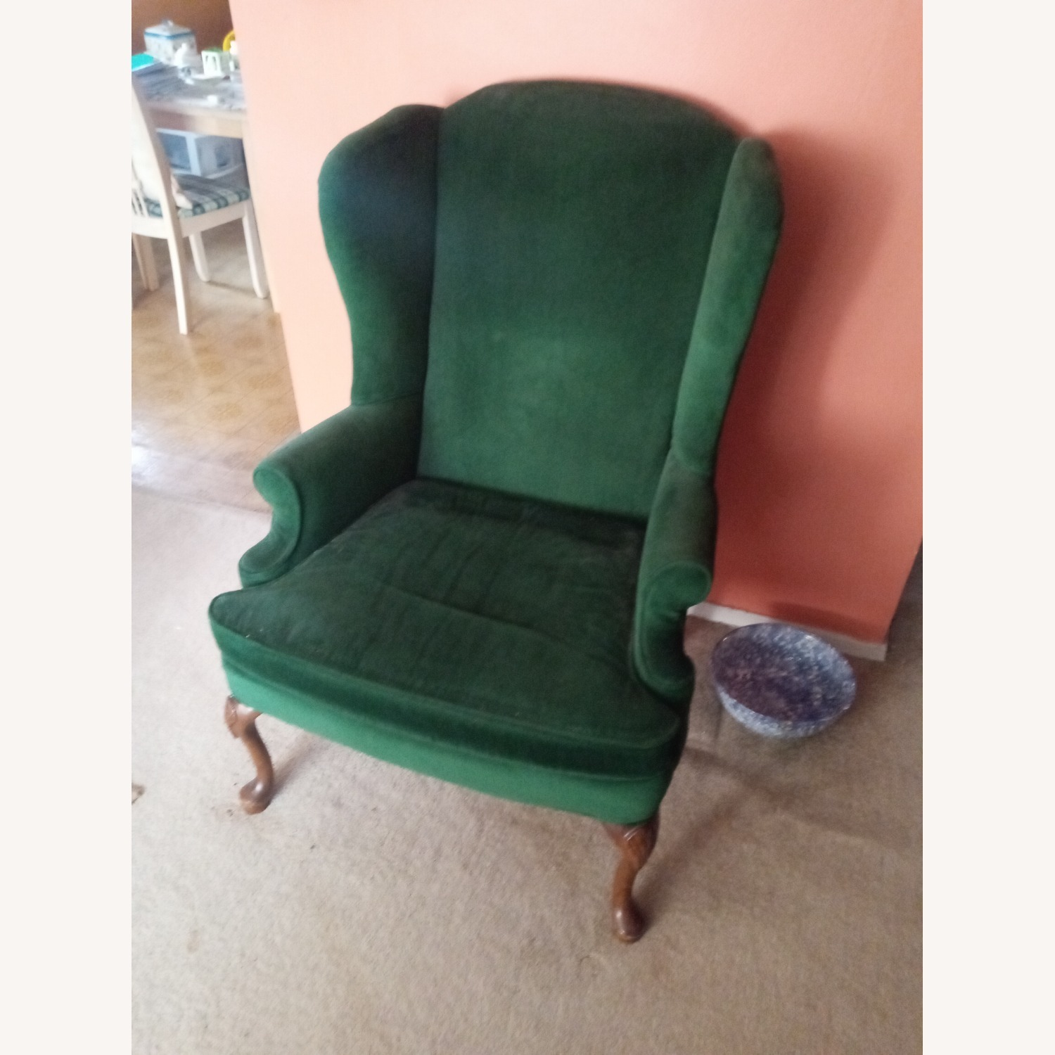 Green Velvet Accent Chair - image-1