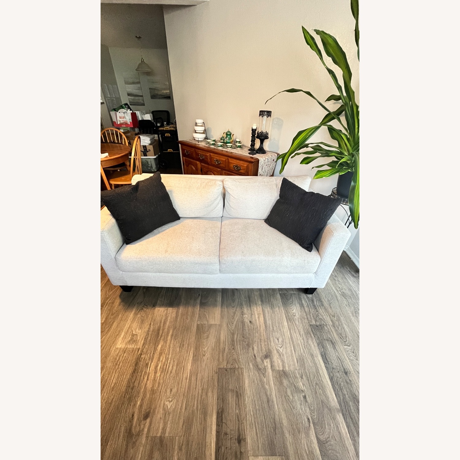 At Home Honeybloom Light Gray Fabric Loveseat - image-1