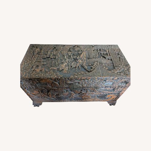 Used Vintage/Antique Finds Dark Brown Wood Chest for sale on AptDeco