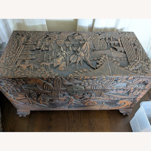 Used Vintage/Antique Finds Dark Brown Wood Chest for sale on AptDeco